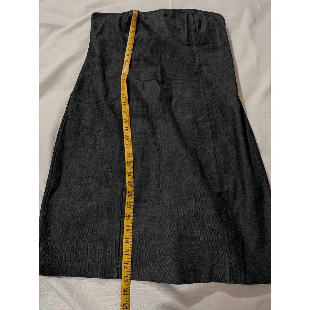 Gap Women Sz 16 Strapless Dark Wash Denim Midi Dress Stretch 100% Cotton Minimal - Picture 5 of 6